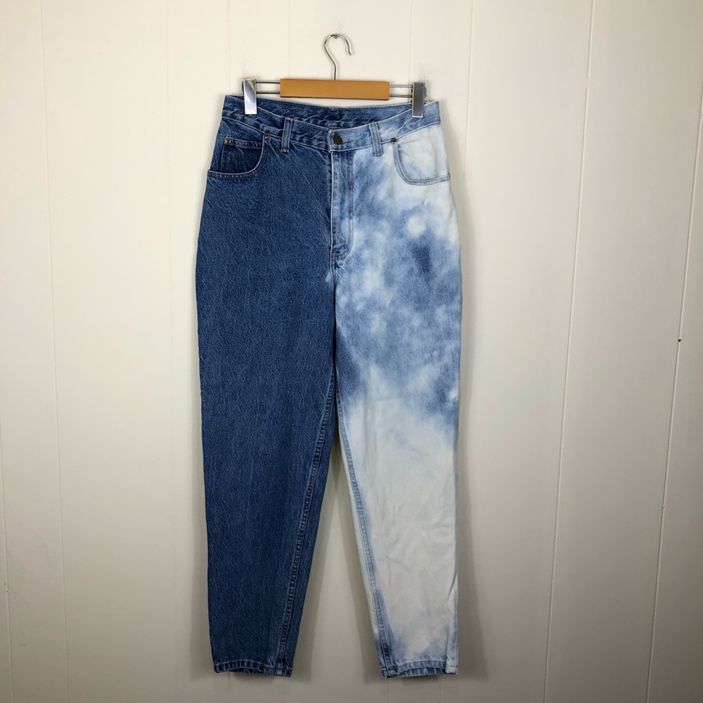 Vintage Two‎ Tone Tie Dye High Waisted Denim Jeans Sz 27